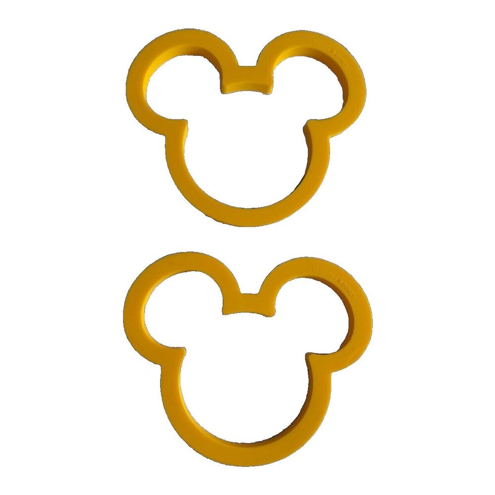 Disney Set Of 2 Yellow Silicone Mickey Mouse Ears Pancake Eggs Waffles Mold EUC